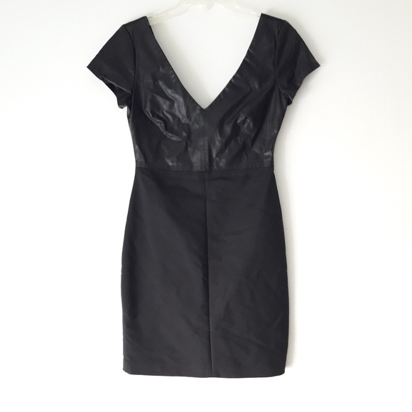 Zara Dresses & Skirts - ZARA FAUX LEATHER V NECK MINI DRESS SHORT SLEEVE